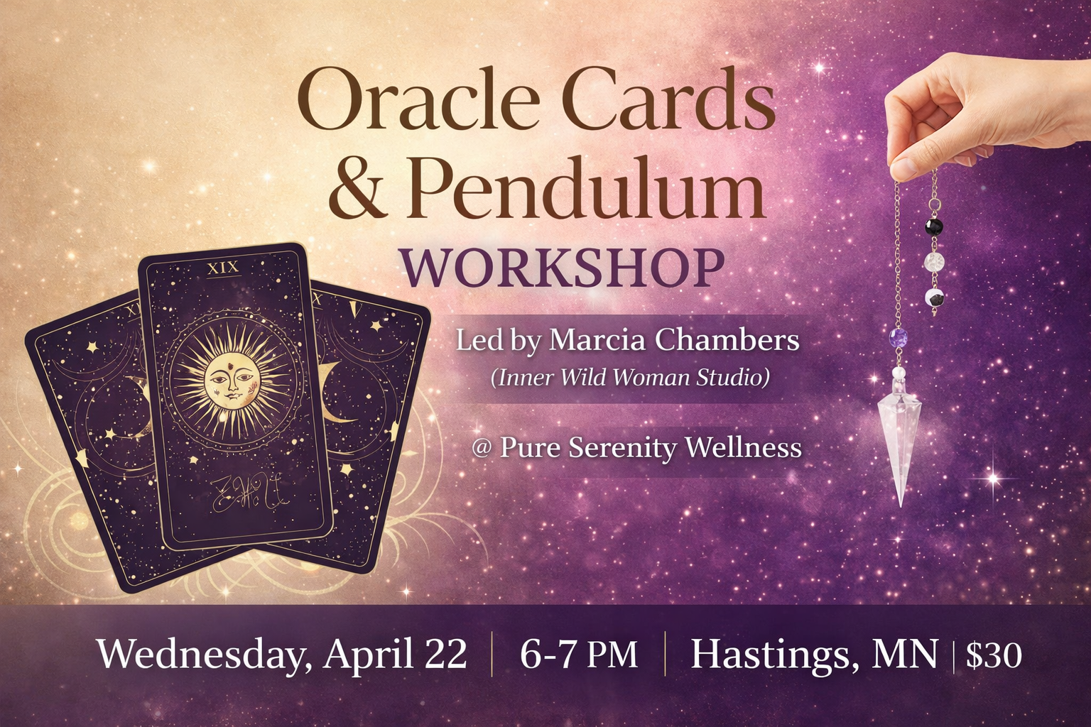 Oracle Cards and Pendulum Workshop in Hastings Minnesota at Pure Serenity Wellness Center